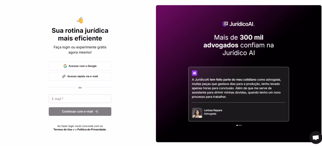 Login da Jurídico AI