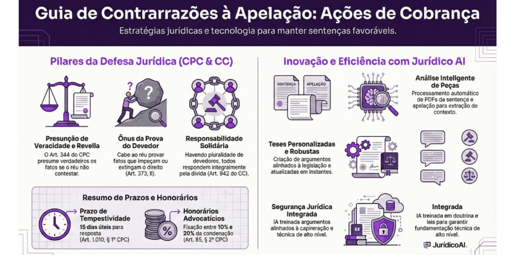 Modelo de Contrarrazões à Apelação em Ação de Cobrança: Guia resumido.