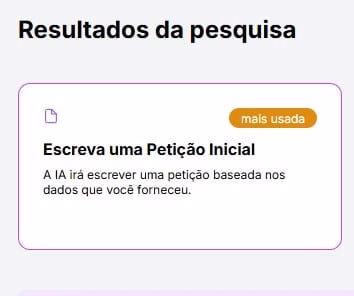Tela para selecionar a petição inicial e gerar uma ação de despejo