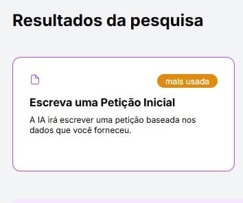 Tela para selecionar a petição inicial