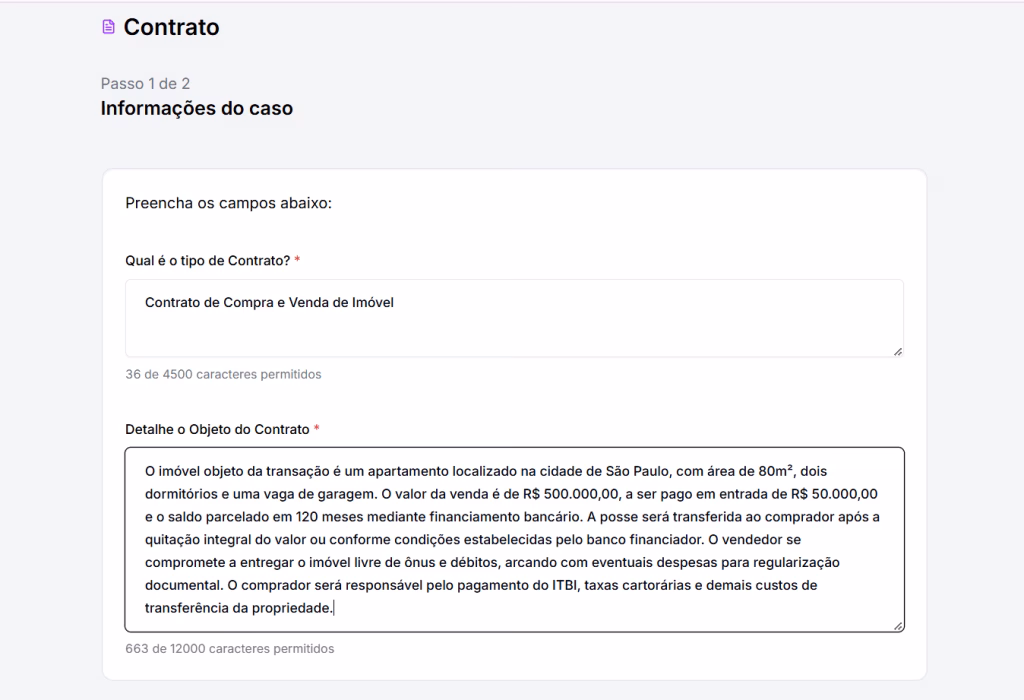 Complete com as informações necessárias