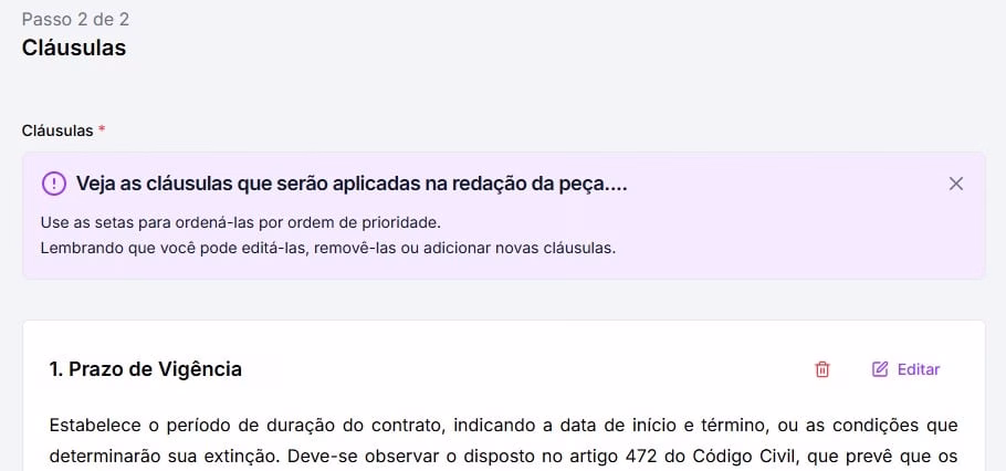 Tela para fazer edições