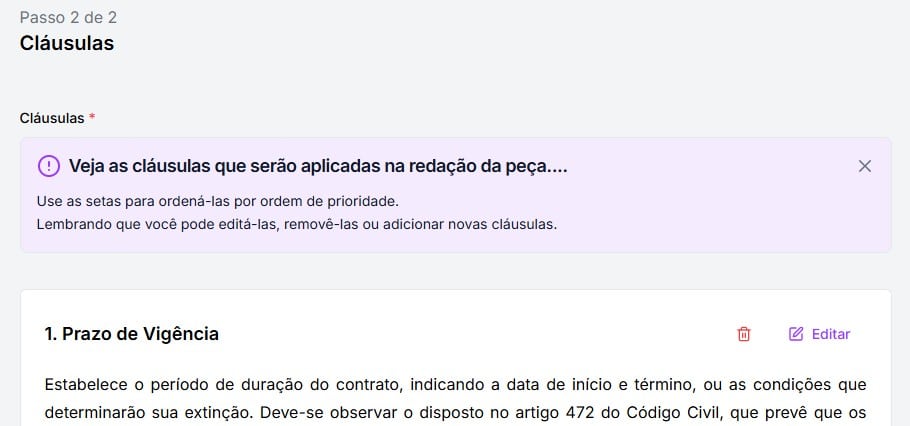 Tela para fazer edições