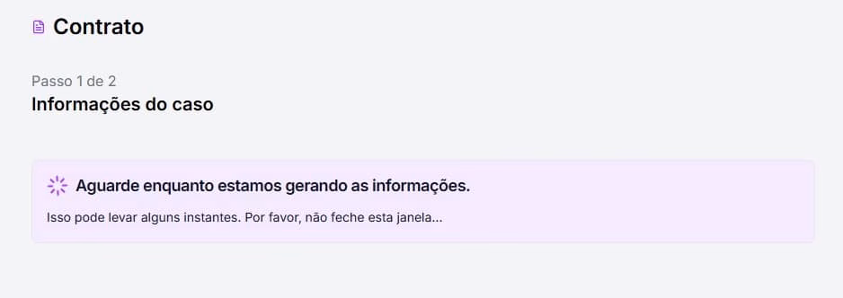 Tela processando informações
