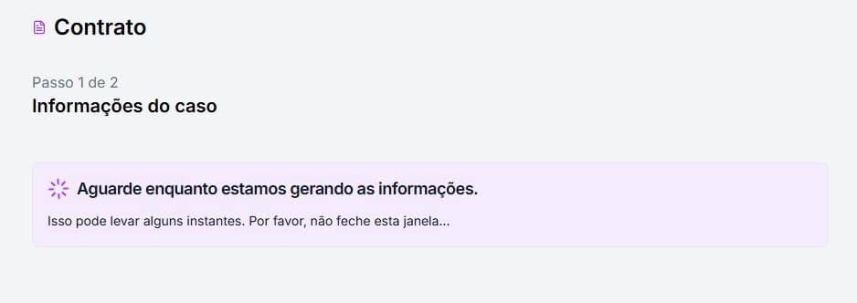 Tela processando informações