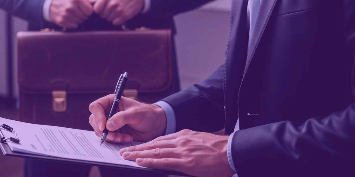 Advogado elaborando contrato de compra e venda de terreno