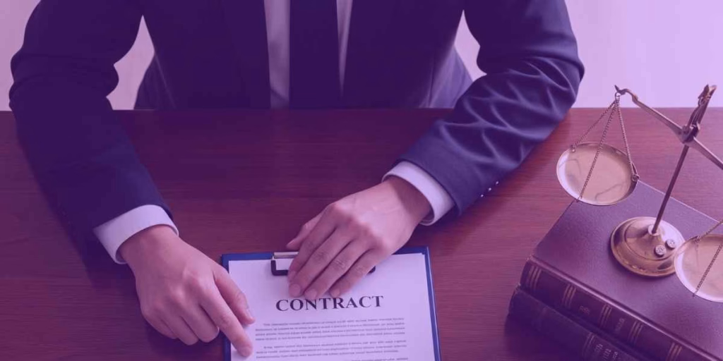 Advogado lendo contrato de empréstimo  com cliente