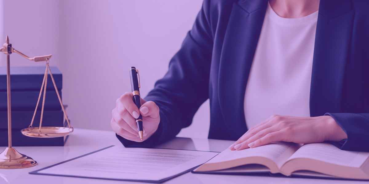 Advogada redigindo um contrato de união estável