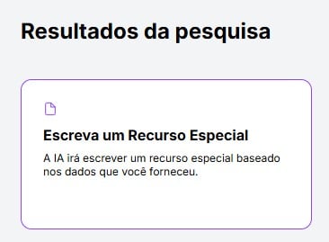 Tela de seleção de Recurso Especial