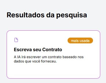 Tela para pesquisar e selecionar contrato