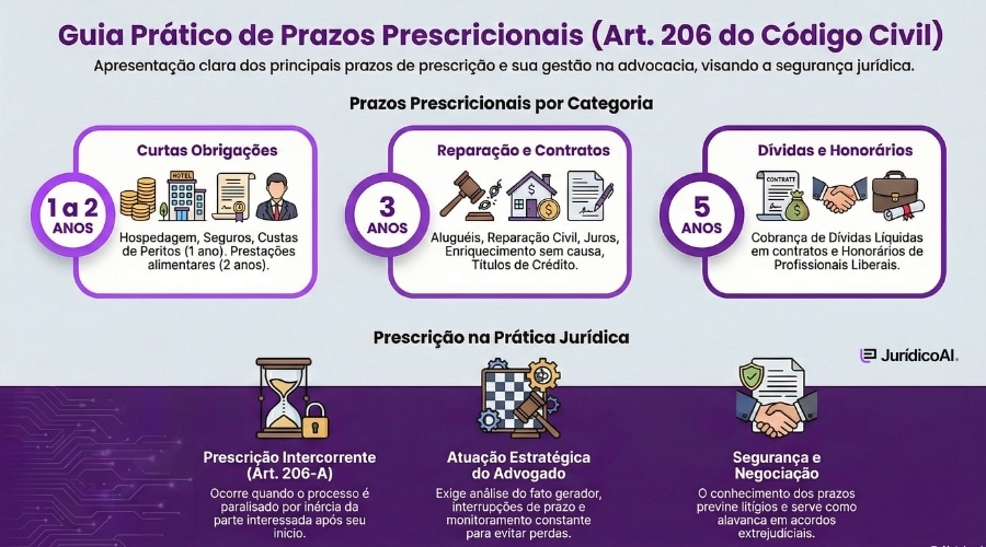Guia Prático de Prazos Prescricionais: Uma análise do art. 206 CC 