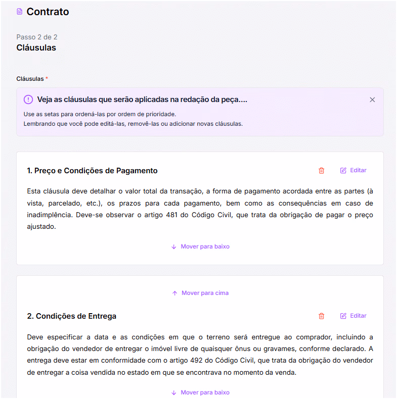 Cláusulas do contrato de compra e venda de terreno