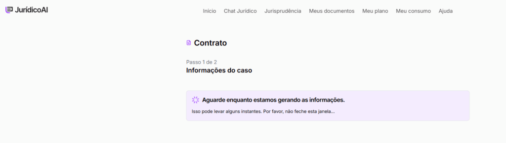 IA gerando o contrato de parceria