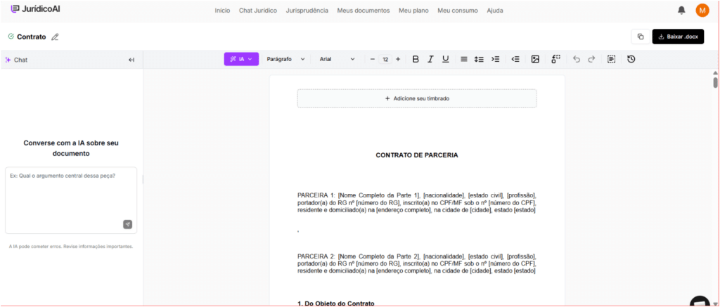 Contrato de parceria finalizado