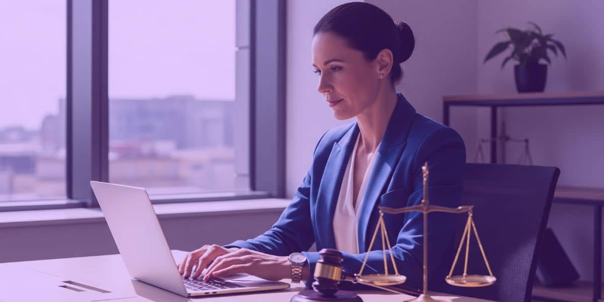 Uma advogada no seu escritório para adiantar alguns processos durante o recesso forense do CPC.