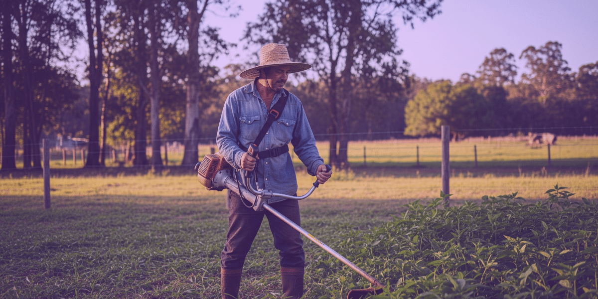 Um homem cuidando do terreno rural que adquiriu por posse em usucapião rural.