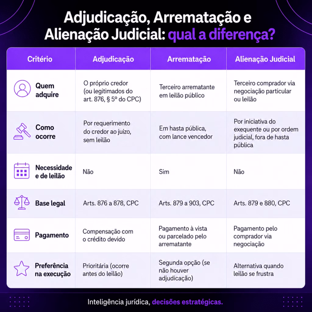 Adjudicação, Arrematação e Alienação Judicial: Qual a diferença?