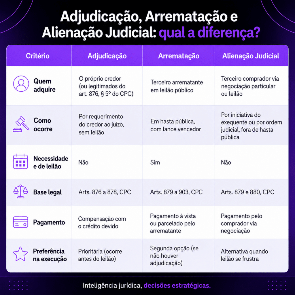 Adjudicação, Arrematação e Alienação Judicial: Qual a diferença?