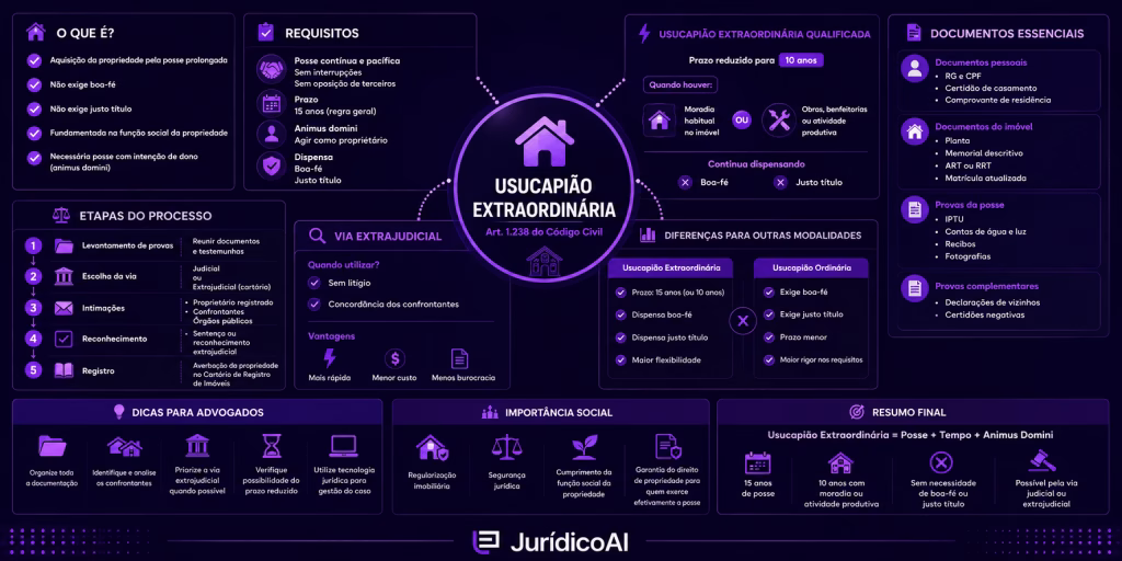 Usucapião Extraordinária: quadro resumo