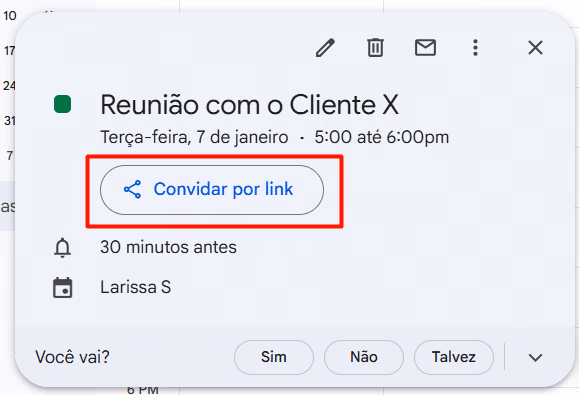 Google Agenda - convidar para evento