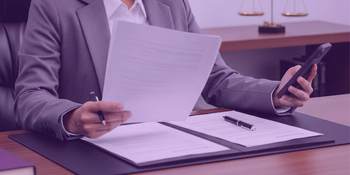 Uma advogada trabalhando em um processo de emancipação de menor.