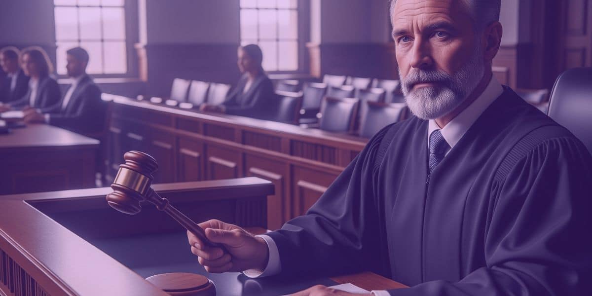 Um advogado trabalhando em um caso de excludentes de culpabilidade.