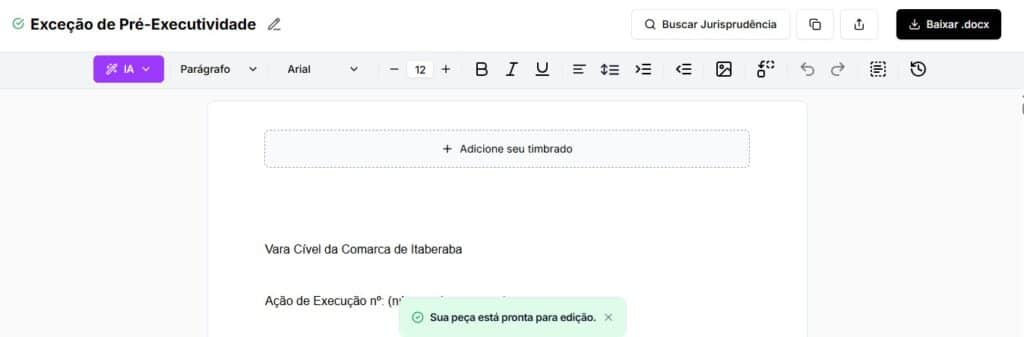 Tela para revisão final