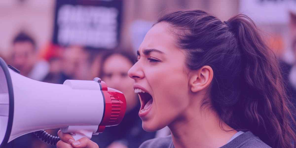 Imagem de uma mulher lutando pela sua liberdade de expressão