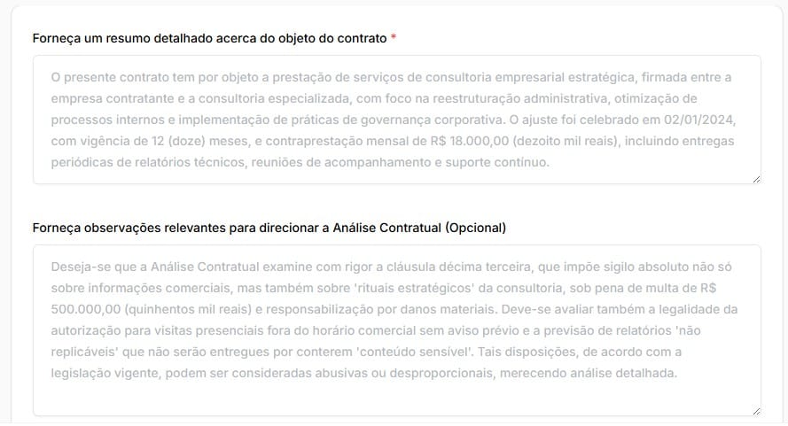 Tela para preencher manualmente as informações