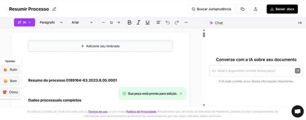 Tela para editar e baixar