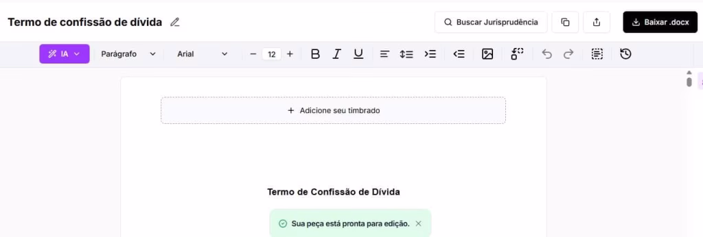 Tela para editar arquivo pronto e baixar