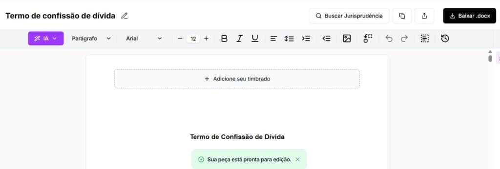 Tela para editar arquivo pronto e baixar