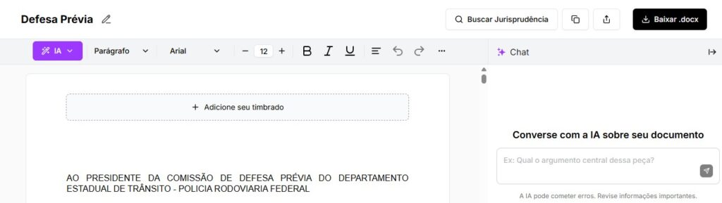 Tela para editar e baixar