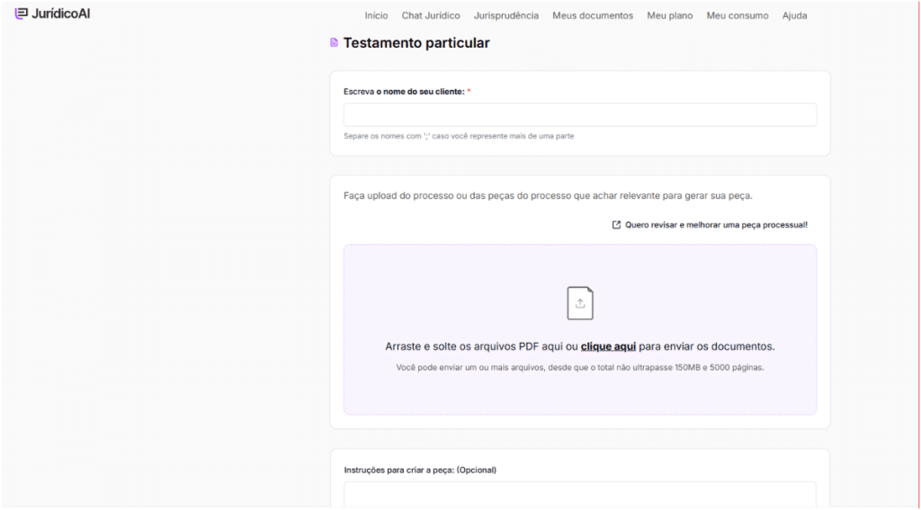 Informações para criar o Modelo de testamento Particular.
