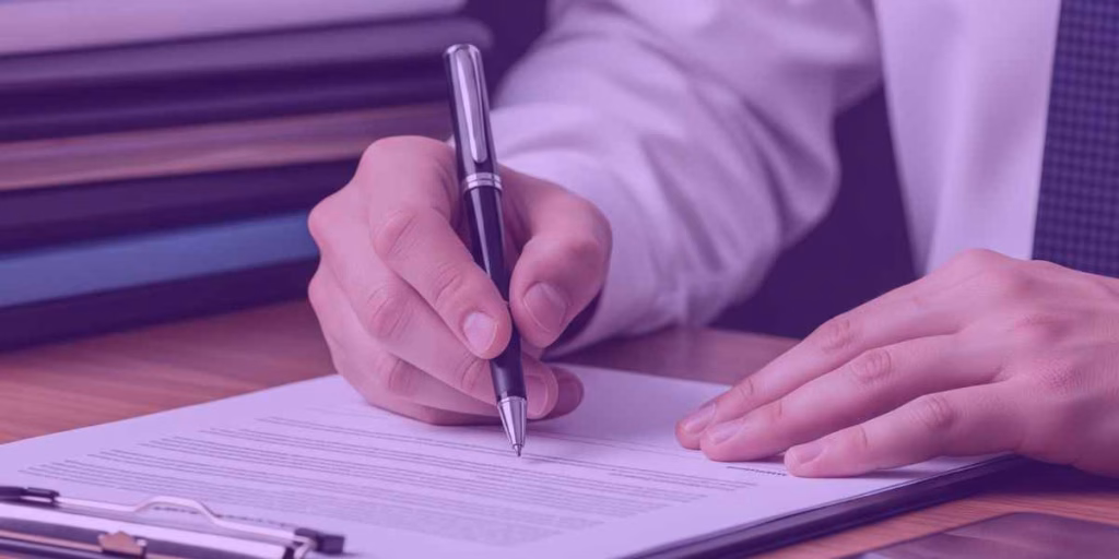 Advogado assinando aditivo de contrato que fez na Jurídico AI