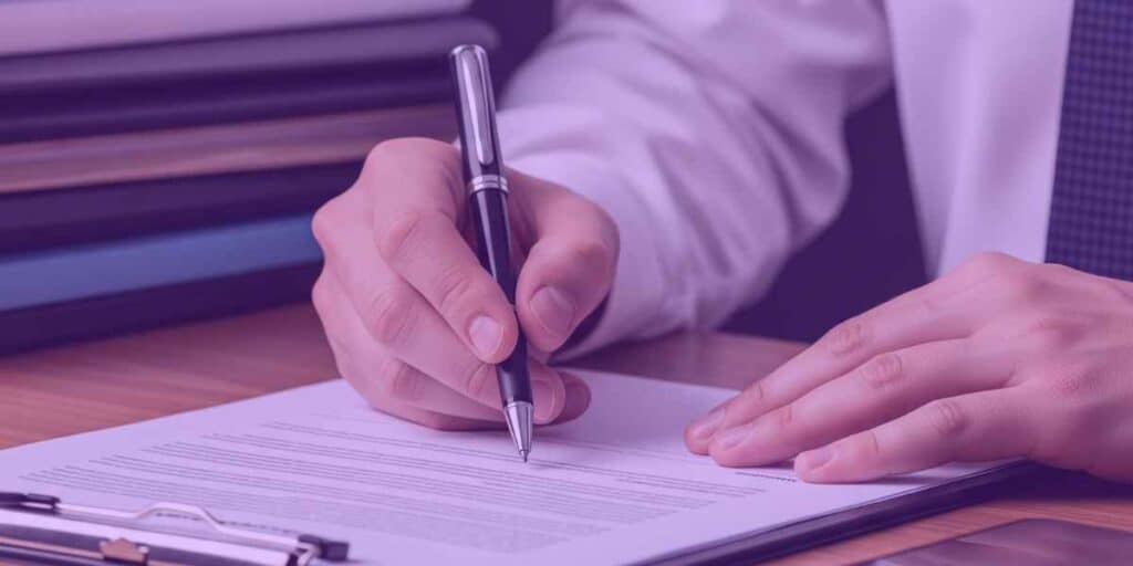 Advogado assinando aditivo de contrato que fez na Jurídico AI