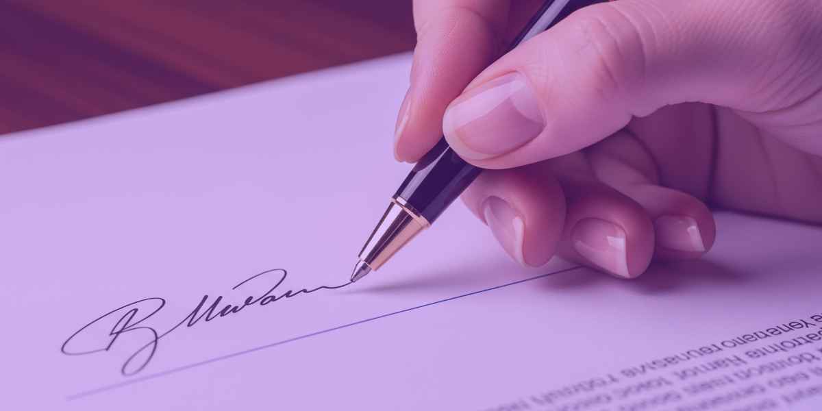 Advogado assinando um aditivo de contrato