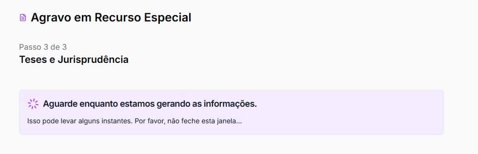 Tela em que as informações estão sendo processadas