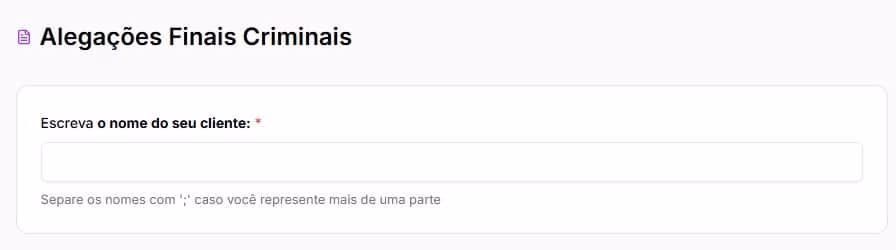 tela com nome do cliente