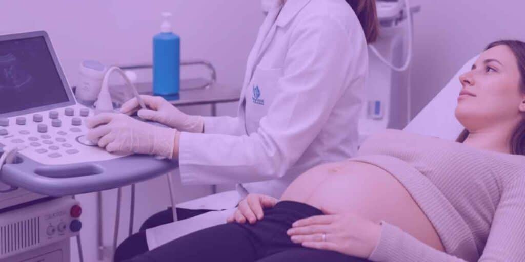 Alimentos Gravídicos: Uma mulher grávida durante sua consulta médica.