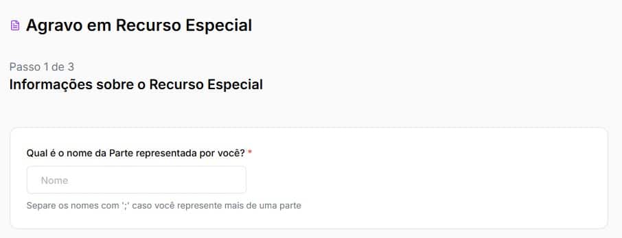 Tela para colocar a parte que você representa