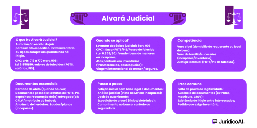 Resumo sobre os pontos essenciais do Alvará Judicial.