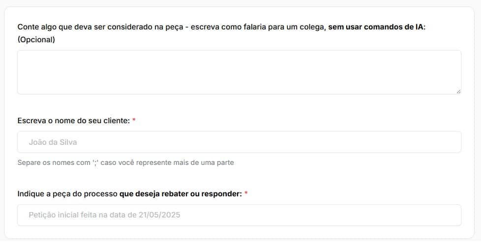 Tela para preencher manualmente