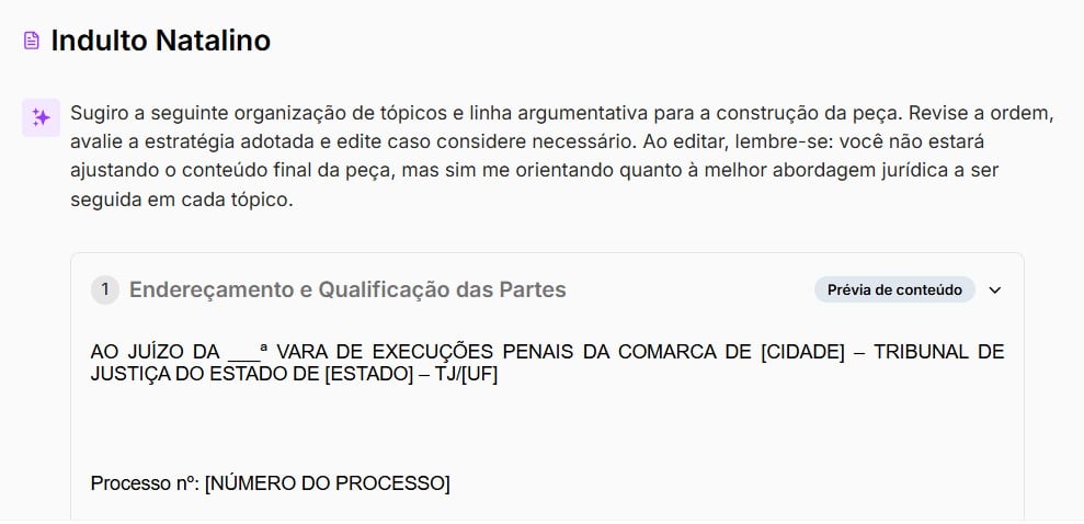 Tela com prévia do indulto natalino