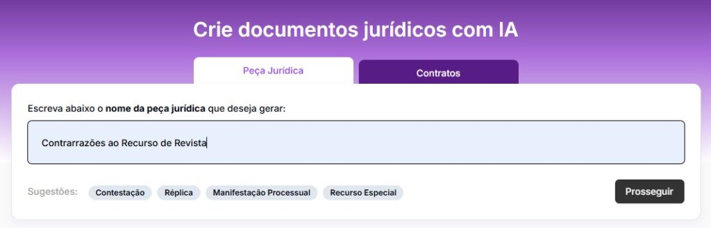Tela para pesquisar pelas contrarrazões ao recurso de revista 