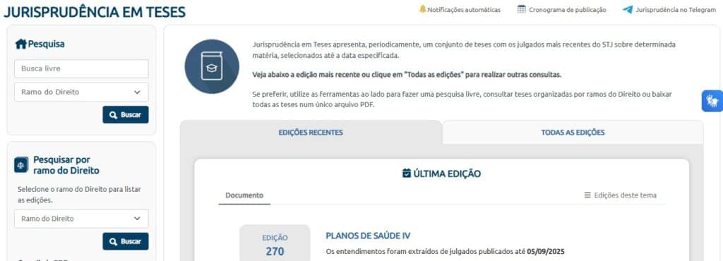 Aba de jurisprudência em teses