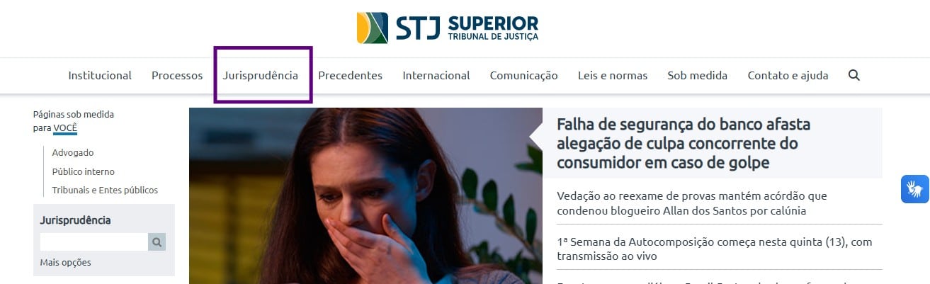 Página inicial STJ