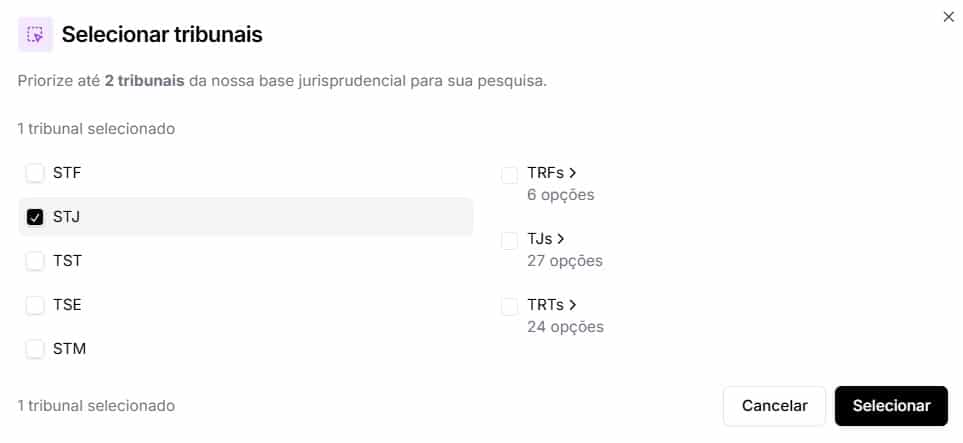 Selecionar tribunais