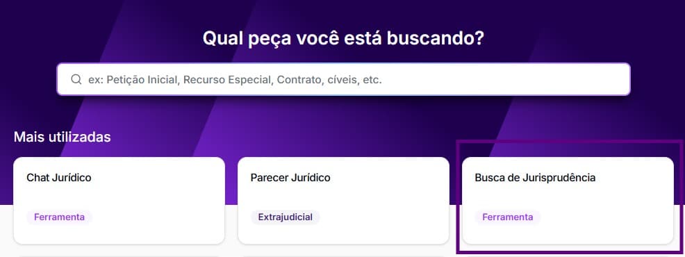 Tela para buscar jurisprudência