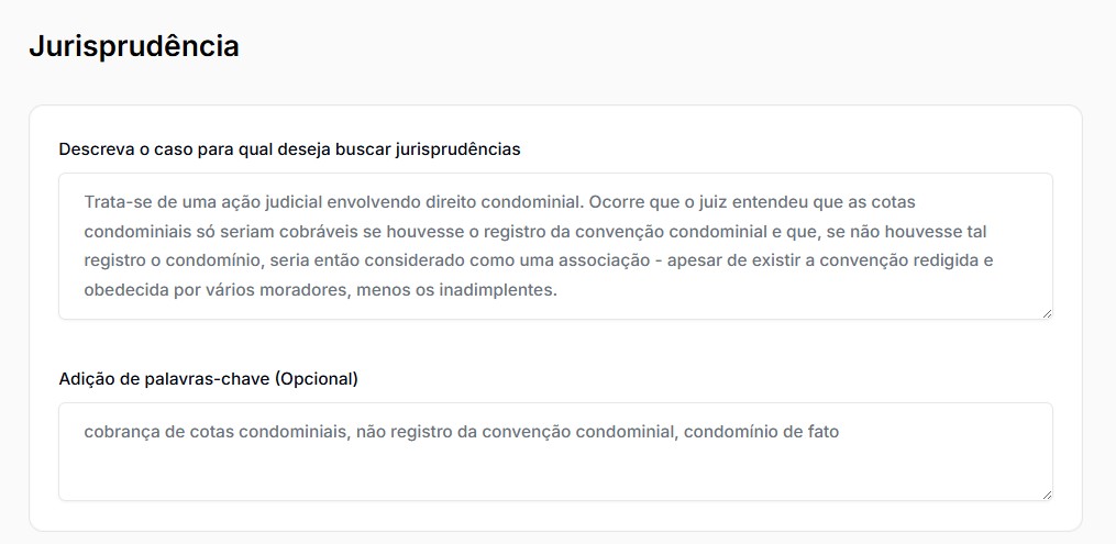 Tela para descrever o caso 